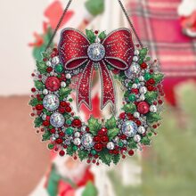 Dayi Diamond Painting Decorations - (Double Sided Printing - Single Sided Rhinestone Decoration) - Christmas Wreath - Multicolor - View 4