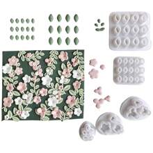 1 件/5 件叶子和花朵形状的粘土切割器，用于耳环、粘土珠子制作的珠宝制作工具 - 白色 - 查看 2