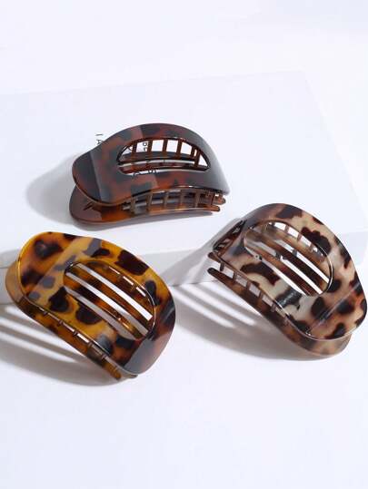 1pc/2pcs/3pcs Women Flat Hair Clips, Suitable For Medium-Thick Hair, Tortoise Shell/Flat Alligator Clips, Sturdy Grip, Comfortable Curved Design, Suitable For Driving, Yoga, All Hair Types, Leopard Print, Casual Claw Clips Hair Claws Hair Barrettes, School Stuff, Hair Accessories, Head Accessories, Hairpin