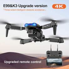 E99 K3 Professional Dual Camera Drone, 6-8 Minutes Single Battery Life, Remote Control, Height Retention, USB Charging, Lithium Polymer Battery, Ideal Holiday Gift For Indoor And Outdoor Entertainment - 黑色 - 查看 4
