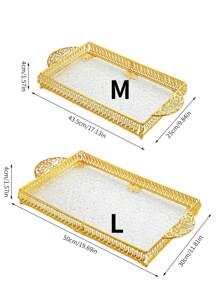 1 khay đựng đồ ăn hình chữ nhật bằng Acrylic sang trọng, màu vàng có tay cầm, chất liệu Acrylic bền, thiết kế họa tiết sóng, lý tưởng cho ngày lễ và mọi mùa, tuyệt vời để đựng bánh, đồ ăn nhẹ, đồ uống - Nhiều màu - Xem 2