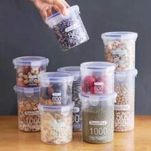 Caja de almacenamiento sellada, organizador de almacenamiento de alimentos transparente para cocina, tanque de almacenamiento de granos, frasco sellado de plástico de gran capacidad a prueba de humedad - Multicolor - Ver 1