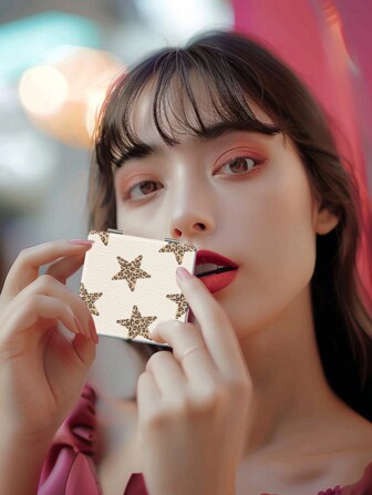 1pc Classic Y2K Millennium Series Portable Vanity Mirror, Foldable Lightweight Ultra-Thin Convenient Hand Mirror, Quality Leather-Wrapped Bright Silver Nano Electroplated Frame, Delicate Details, Suitable For All Occasions And People, Foldable Square Pocket Mirror