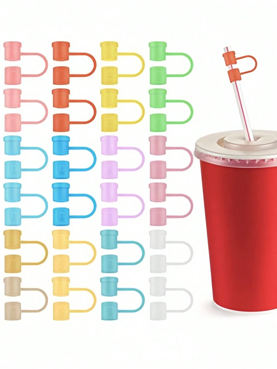 4pcs Glass Straw Dust Cap, 8mm 12 Colors Reusable Straw Cover, Straw