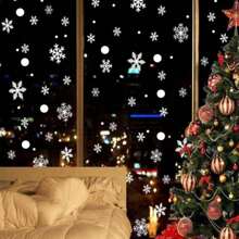 1 件/2 件圣诞雪花窗贴，静电贴纸适合圣诞主题派对装饰，现代简约白色圣诞雪花防水窗户贴花，适用于玻璃窗、商店、展示柜、客厅玻璃门、冬季仙境、圣诞礼物 - 彩色 - 查看 2