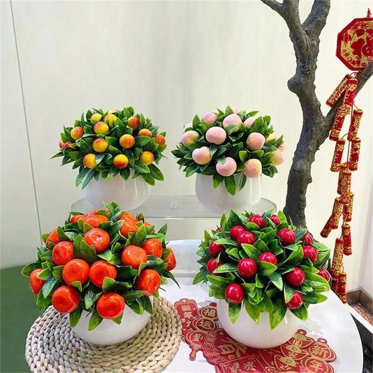Artificial Feng Shui Coins & Flower Decor, Living Room And Coffee Table