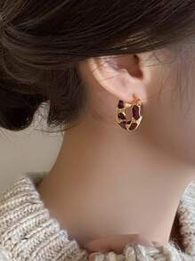 1 Đôi Hoa tai tròn cổ điển thanh lịch hàng ngày sang trọng đa năng của Pháp, phụ kiện không thể thiếu cho trang phục Thu/Đông của phụ nữ - Nhiều màu - Xem 5