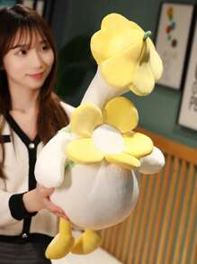 1 件花卉鸭子毛绒玩具，柔软花鸭鹅毛绒玩具家居装饰礼物，加重毛绒玩具，鸡块毛绒玩具 - 黃色 - 查看 4