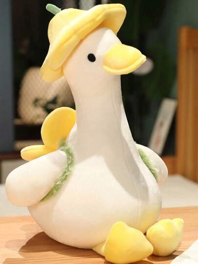 1pc Floral Duck Plush Stuffed Animal, Soft Flower Duck Goose Plush Doll Home Decor Gift, Weighted Plush, Chicken Nugget Plush