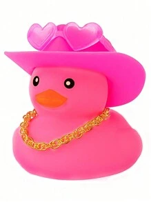 Vịt cao su cao bồi ô tô, trang trí bảng điều khiển vịt màu hồng cho phụ kiện trang trí xe hơi có mũ và kính hình trái tim, dây chuyền vàng (kiểu dáng và kích thước của súng là ngẫu nhiên), hoàn hảo làm quà tặng ngày lễ, đồ trang trí tiệc - Nhiều màu - Xem 16