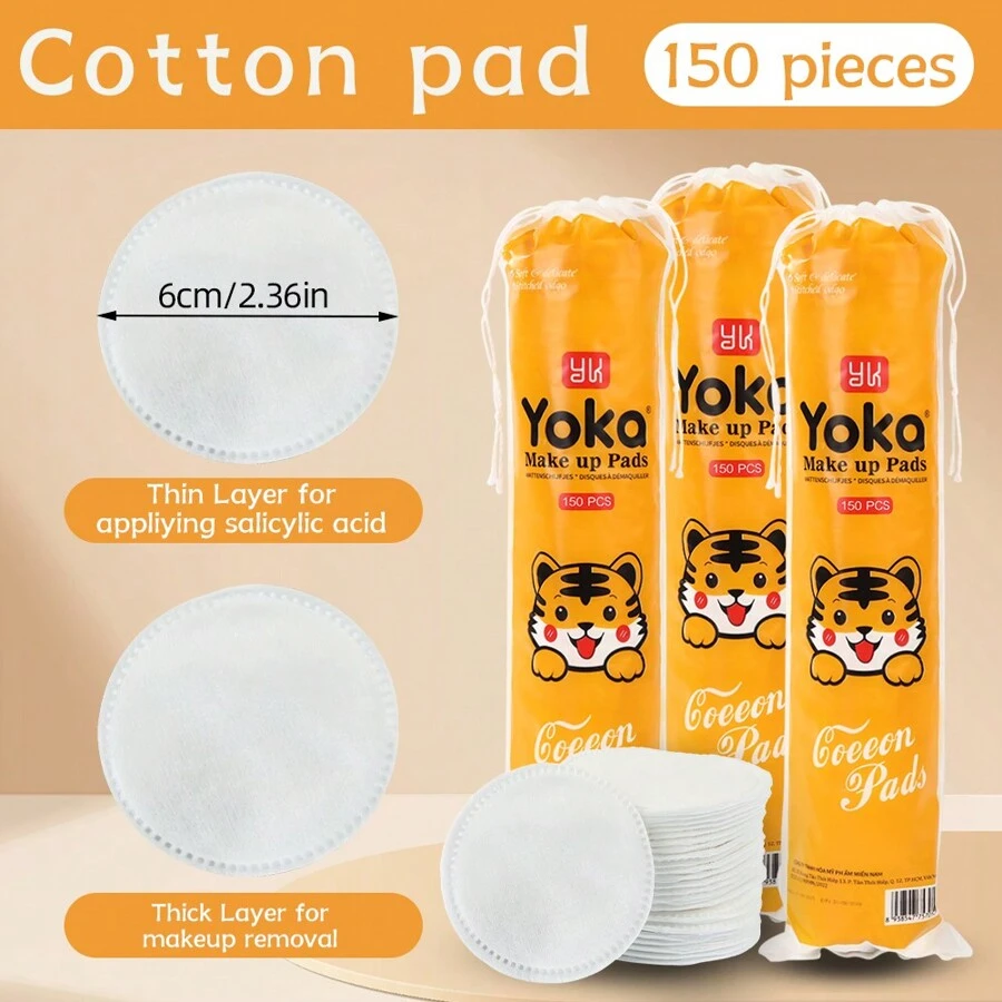 Cotton Rounds (150 Count) Makeup Remover Pads, Hypoallergenic, Lint