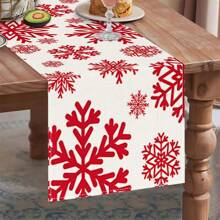 1 Buah Taplak Meja Natal, Taplak Meja Natal Motif Salju Merah, Cocok untuk Makan Malam Bergaya Rumah Pertanian, Dekorasi Pesta Liburan - beraneka warna - View 5