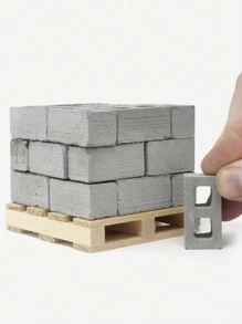 DIY沙盒微缩砖屋模型，手工微景观装饰，休闲爱好玩具（不同批次产品颜色和重量可能略有差异） - 灰色 - 查看 1