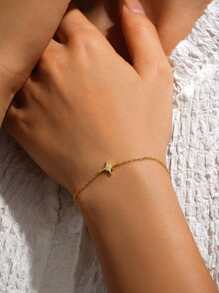 1 件全新 S925 纯银浪漫星形水钻手链，简约清新甜美优雅百搭优雅珠宝礼物，适合女性 - 星星 - 查看 5