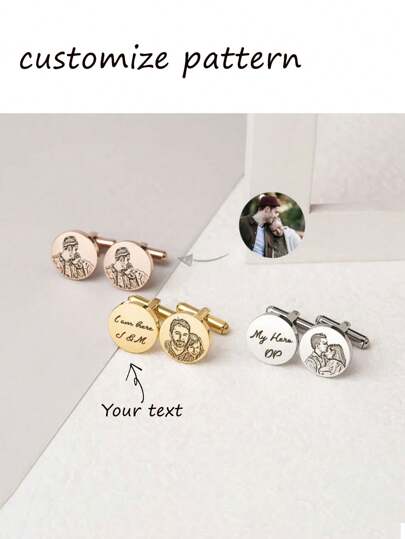 1 Cặp Khuy măng sét kiểu Pháp tùy chỉnh cá nhân hóa cho cặp đôi, phong cách Châu Âu và Mỹ, Khuy măng sét tưởng niệm gia đình, thiết yếu cho đám cưới, chú rể, cha, món quà kỷ niệm hoàn hảo
