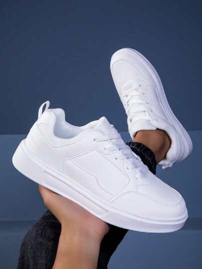 Men's Leather Casual Sneakers, Athletic Casual Shoes, Walking Loafers, Men's White Sneakers