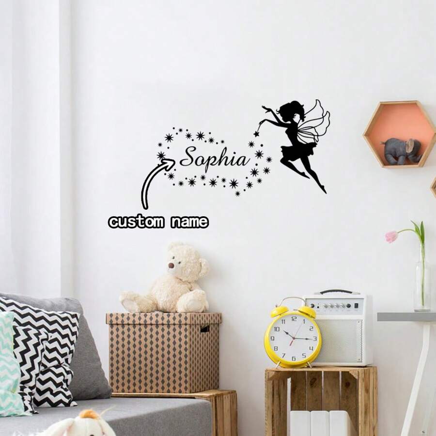 1PC Fairy Tale Fairy Magic Custom Name Removable Wall Sticker For