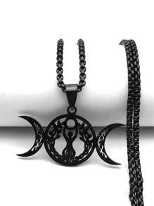 女巫三重月亮女神露娜项链不锈钢金/银/黑护身符赫卡忒链首饰 - 項鍊 - 查看 13