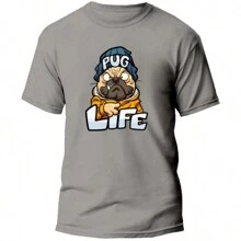 PUG LIFE DOG PRINTED SHIRT PREMIUM COLORS 30.1 YARN MEN'S TOP - Màu xanh hải quân - Xem 4