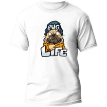 PUG LIFE DOG PRINTED SHIRT PREMIUM COLORS 30.1 YARN MEN'S TOP - Màu xanh hải quân - Xem 3