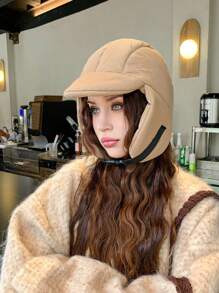 1 件女式冬季纯色防风护耳飞行员帽，温暖，休闲，优雅，复古，街头服饰，多功能，适合户外、散步、滑雪、骑自行车、旅行、派对、日常使用 - MM1588 - 查看 2