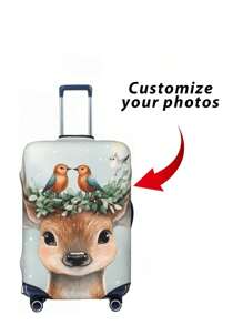 定制照片行李箱套和标签、个性化宠物照片徽标行李箱套、定制行李箱包装行李箱保护套、蜜月礼物 - 彩色 - 查看 2
