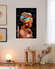 1pc Africa Art Wall Decor, African Women Wall Art Framed, African Queen Wall Art,Print Picture Gift For Bedroom, Dining Room, Living Room, Office, Home Decor, Framed, Ready To Hang