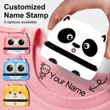 1pc Con dấu tên tùy chỉnh cho quần áo, Con dấu quần áo cá nhân hóa cho vải, Con dấu tên tự đóng mực hoạt hình tùy chỉnh DIY cho học sinh trường học Quà tặng văn phòng phẩm cá nhân, Con dấu quần áo chống thấm nước - Màu xanh lam - Xem 1