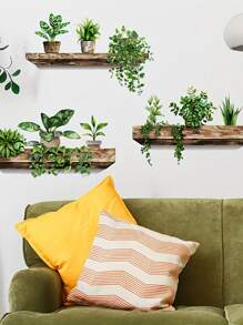 Zestaw 3 naklejek ściennych z motywem zielonej rośliny w pięknym stylu, naklejka z brokatem z PVC na stojak na rośliny doniczkowe, zdejmowana, wodoodporna, samoprzylepna dekoracja do biura, salonu, akademika, klasy, biblioteki, wystroju wnętrz, 10,6 x 15,4 cala każda, naklejki, naklejka ścienna, naklejka winylowa do dekoracji domu, wiosenne dekoracje odświeżające wnętrze, naklejki dekoracyjne Rama, prezenty urodzinowe, ukończenie szkoły