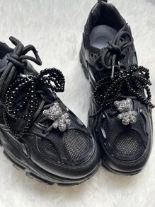 Bộ 4 phụ kiện trang trí giày hình gấu ngọc trai đen thích hợp cho giày thể thao, giày bệt, giày thể thao, phụ kiện trang trí giày - màu đen - Xem 7