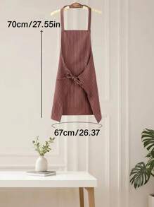 Delantal de atar al cuello a rayas con 2 bolsillos prácticos, lavable a máquina, apto para chefs, jardineros, entusiastas de la cocción y el asado para uso diario