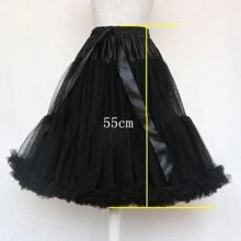 55cm Length White Black Red Petticoat For Cosplay Wedding Prom Tulle Petticoat Crinoline Underskirt Rockabilly Swing Tutu Skirt