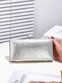 Women's Evening Bag With Rhinestone Decoration, Shiny Box-Shaped Clutch Bag With Gemstone Metal Chain, Perfect And Charming, Bridal Purse For Wedding, Party, Ball, Night Event, Birthday Gift, Valentine's Day Gift, Gathering, Crossbody Bag, Handbag, Clutch Bag, Cosmetic Bag