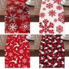 1 Buah Taplak Meja Natal, Taplak Meja Natal Motif Salju Merah, Cocok untuk Makan Malam Bergaya Rumah Pertanian, Dekorasi Pesta Liburan - beraneka warna - View 1