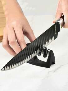 1pc Knife Sharpener Handheld Multi-Function 3 Stages Type Quick Sharpening Tool With Non-Slip Base Kitchen Knives Accessories Gadget,