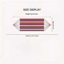 1 件超大加厚帆布吊床，帆布 185 厘米长 x 80 厘米宽，户外旅行休闲帆布吊床，含 2 根绳索和 1 个储物袋 - 彩色 - 查看 12