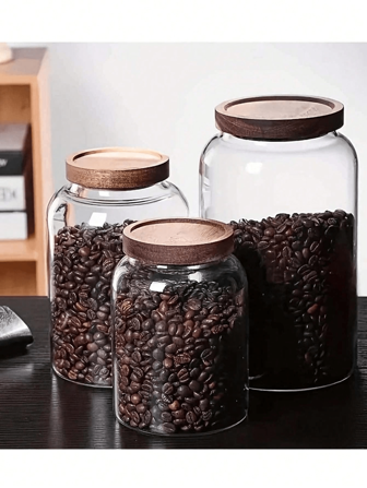 1 件带密封盖的玻璃食品储存容器，适用于面粉、谷物、咖啡、糕点等。厨房工具、厨房用品、厨房配件、家用厨具、玻璃瓶