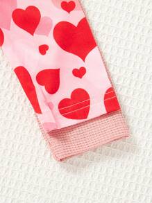 2 件套红色爱心印花连衣裙套装，春/秋 - 紅色 - 查看 6