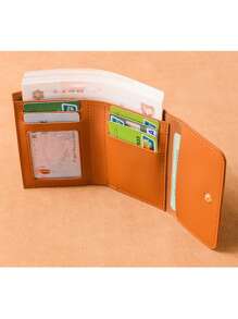 信用卡夹新品 Travelambo 可爱超薄简约前袋钱包信用卡夹 PU 卡套名片夹折叠式便签收纳整理盒带身份证窗口男女信用卡夹钱包薄型旅行配件照片卡夹 - 彩色 - 查看 8