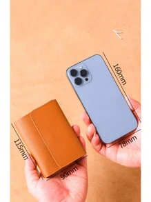 信用卡夹新品 Travelambo 可爱超薄简约前袋钱包信用卡夹 PU 卡套名片夹折叠式便签收纳整理盒带身份证窗口男女信用卡夹钱包薄型旅行配件照片卡夹 - 彩色 - 查看 11