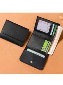 信用卡夹新品 Travelambo 可爱超薄简约前袋钱包信用卡夹 PU 卡套名片夹折叠式便签收纳整理盒带身份证窗口男女信用卡夹钱包薄型旅行配件照片卡夹 - 彩色 - 查看 3