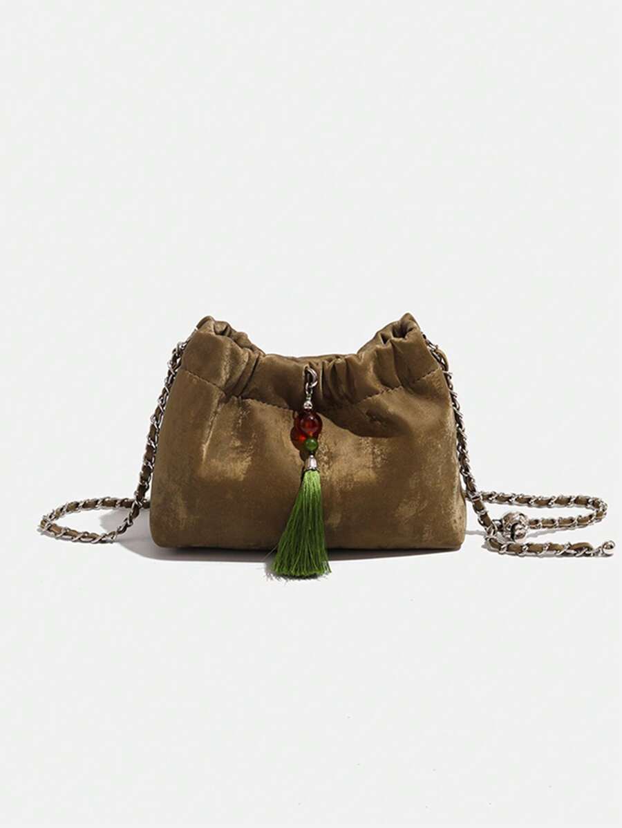新款中式流苏小包包新款链条复古洋气斜挎包高级感小众设计单肩包
