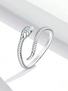 1 chiếc nhẫn thời trang có thể điều chỉnh hình con rắn độc đáo bằng bạc Sterling S925 dành cho nữ, quà tặng cung hoàng đạo - động vật - Xem 3