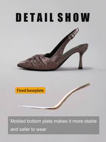 Giày cao gót mũi nhọn thắt nút trang trí cho nữ, thời trang gợi cảm và thanh lịch cho ngày lễ tình nhân - Màu xám đen - Xem 3