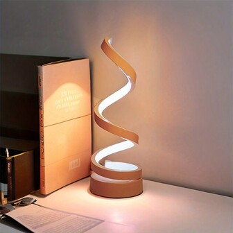 1pc Desk Lamp For Living Room, USB Plug Metal Night Light, Modern Spiral Dimmable LED Table Lamp, Small Bedside Lamps, Nightstand Lamp For Bedroom Office Home