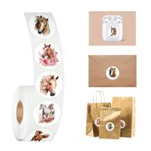 500 张圆形胶带贴纸-花卉马贴纸卷乙烯基贴纸适用于剪贴簿日记笔记本电脑保险杠滑板水瓶电脑手机卡通动漫 - 彩色 - 查看 3