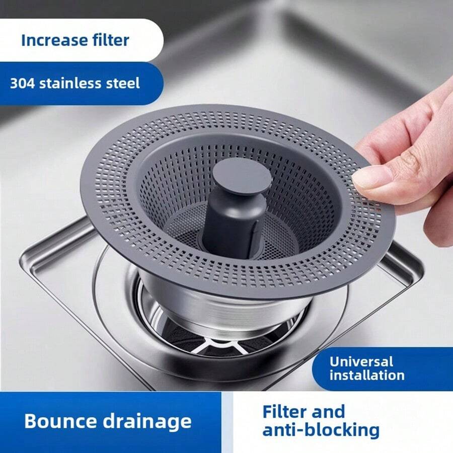Kitchen Sink Strainer, Bounce Filter Core, Drain Plug Deodorizing