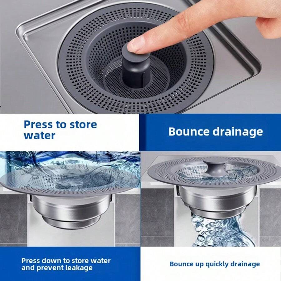 Kitchen Sink Strainer, Bounce Filter Core, Drain Plug Deodorizing