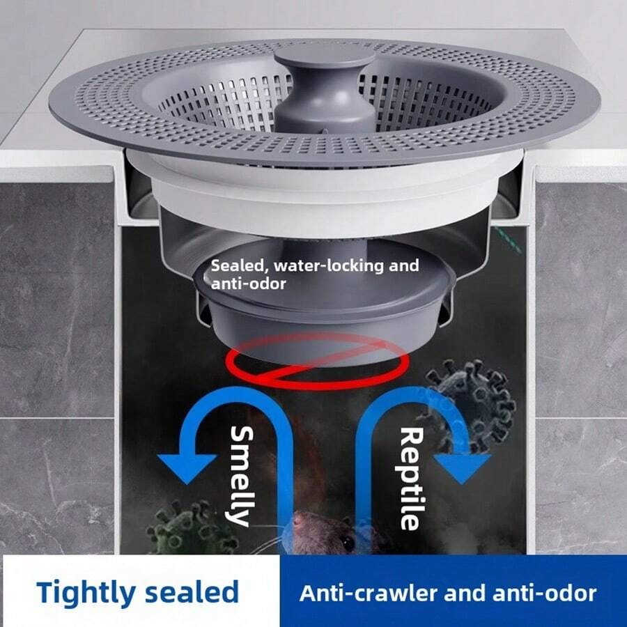 Kitchen Sink Strainer, Bounce Filter Core, Drain Plug Deodorizing