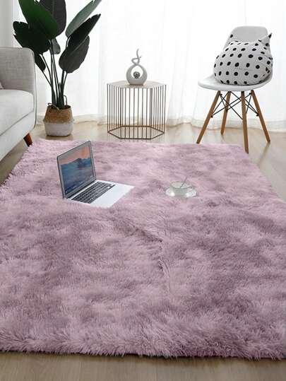 1 Pc Tie-Dyed Purple Long-Haired Carpet, Modern Ins Style Soft And Comfortable Floor Mat, Non-Slip And Durable, Easy To Clean, Suitable For Bedroom, Living Room, Room Decoration